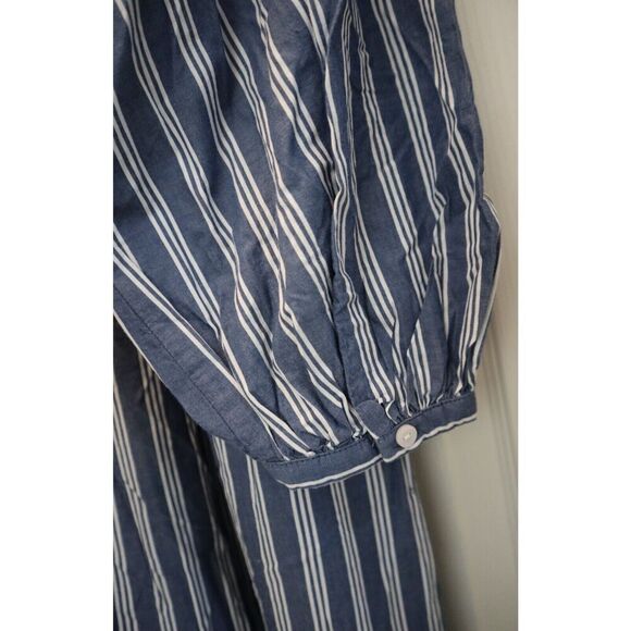 Old Navy 846019 Women's Sz M Blue/White Striped Button Front Tiered Midi Dress - Picture 4 of 7